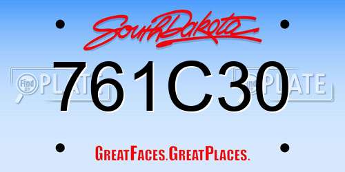 761C30 South Dakota License Plate