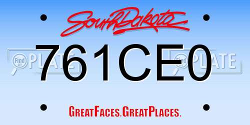 761CE0 South Dakota License Plate