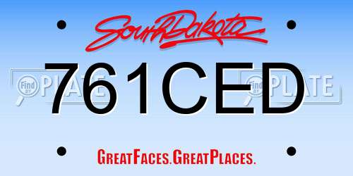 761CED South Dakota License Plate