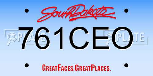 761CEO South Dakota License Plate