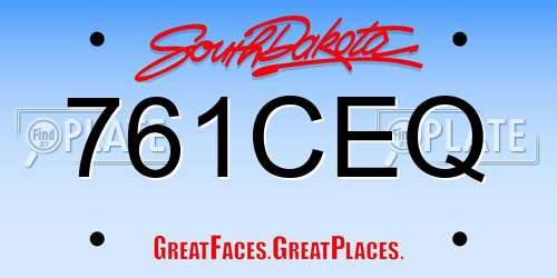 761CEQ South Dakota License Plate