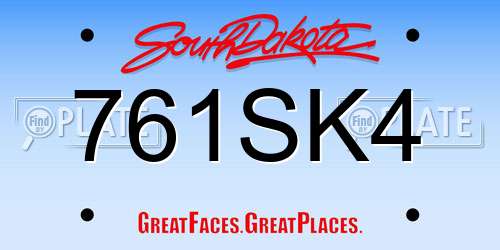 761SK4 South Dakota License Plate
