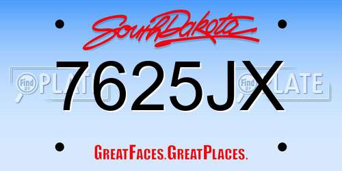 7625JX South Dakota License Plate
