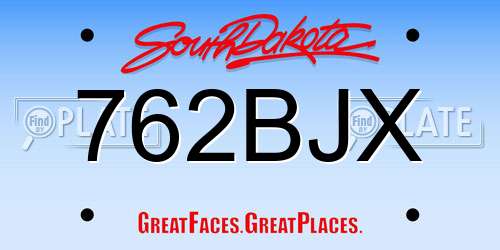 762BJX South Dakota License Plate