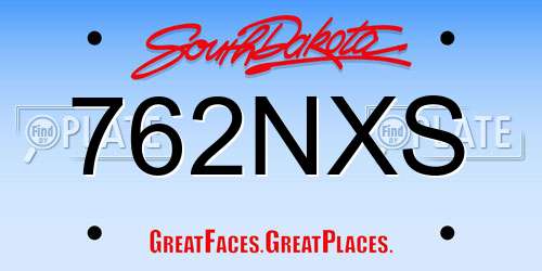 762NXS South Dakota License Plate