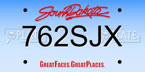 762SJX South Dakota License Plate