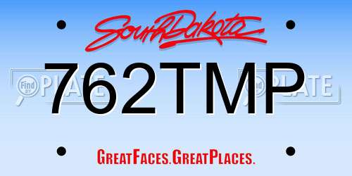 762TMP South Dakota License Plate