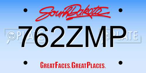 762ZMP South Dakota License Plate