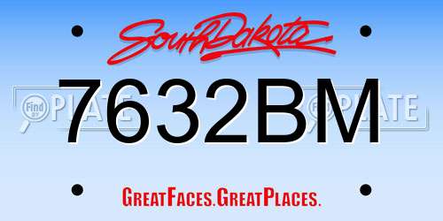 7632BM South Dakota License Plate