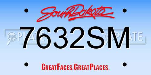 7632SM South Dakota License Plate