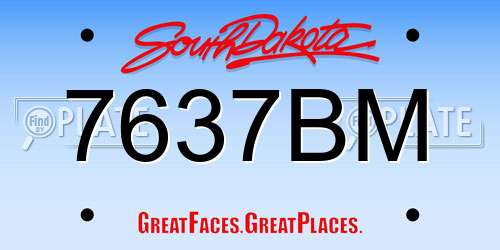 7637BM South Dakota License Plate