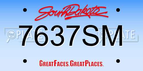 7637SM South Dakota License Plate