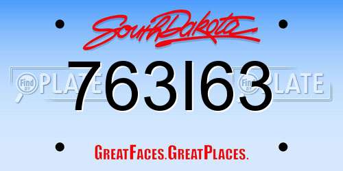 763I63 South Dakota License Plate