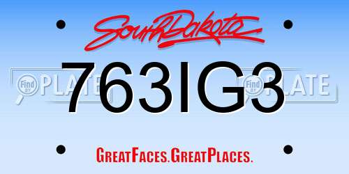 763IG3 South Dakota License Plate