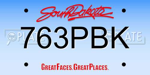 763PBK South Dakota License Plate