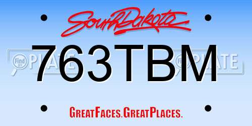 763TBM South Dakota License Plate