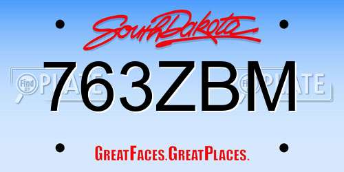763ZBM South Dakota License Plate