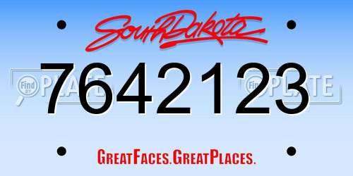7642123 South Dakota License Plate