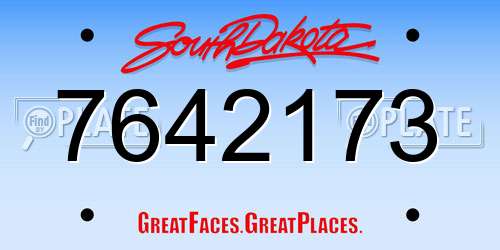 7642173 South Dakota License Plate