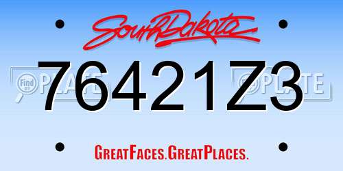 76421Z3 South Dakota License Plate