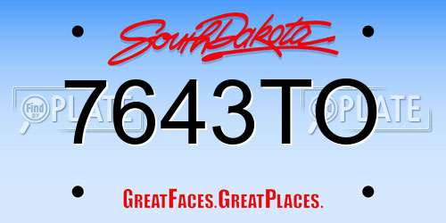7643TO South Dakota License Plate
