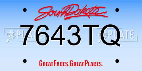 7643TQ South Dakota License Plate