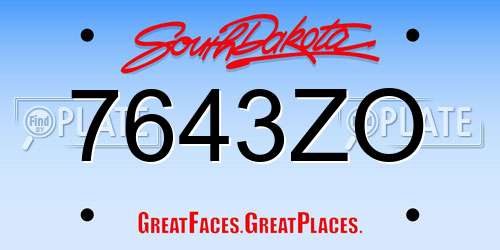 7643ZO South Dakota License Plate