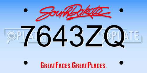 7643ZQ South Dakota License Plate