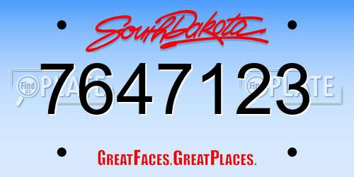 7647123 South Dakota License Plate