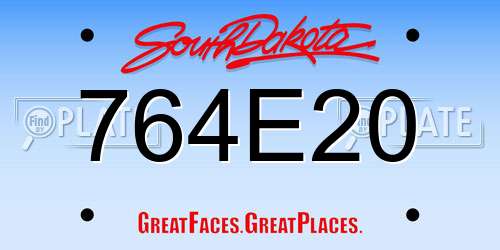 764E20 South Dakota License Plate