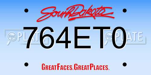764ET0 South Dakota License Plate