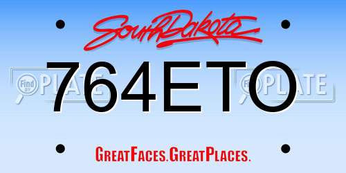 764ETO South Dakota License Plate