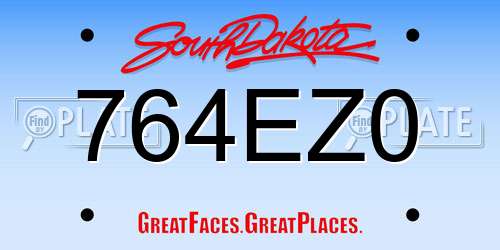 764EZ0 South Dakota License Plate