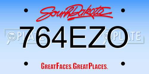 764EZO South Dakota License Plate