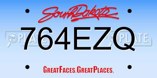 764EZQ South Dakota License Plate
