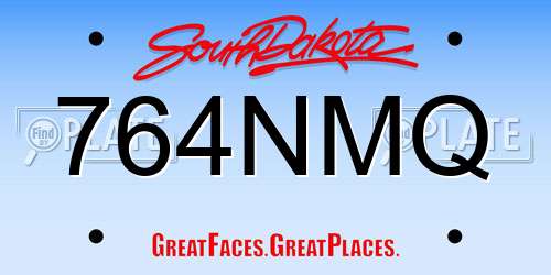 764NMQ South Dakota License Plate