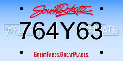 764Y63 South Dakota License Plate
