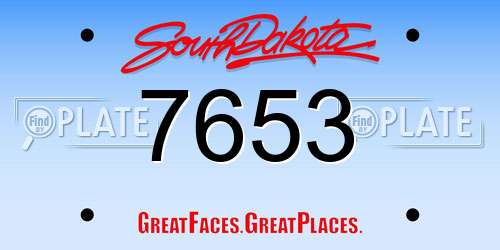 7653 South Dakota License Plate
