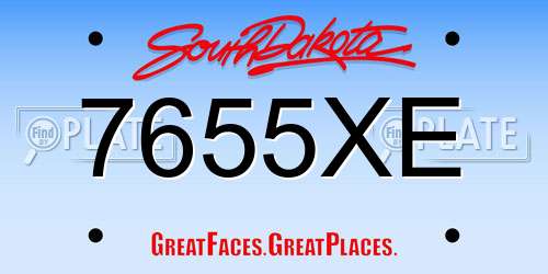 7655XE South Dakota License Plate
