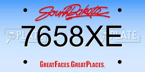 7658XE South Dakota License Plate