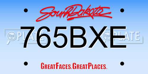 765BXE South Dakota License Plate