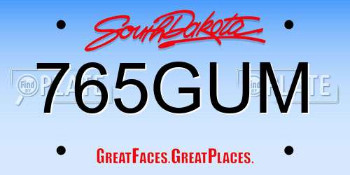765GUM South Dakota License Plate