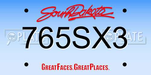 765SX3 South Dakota License Plate
