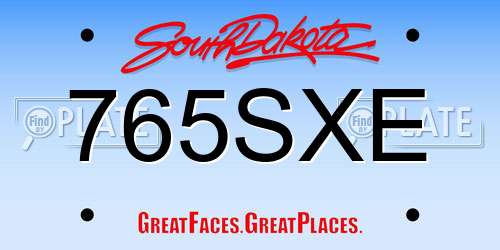 765SXE South Dakota License Plate