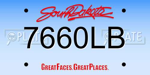 7660LB South Dakota License Plate