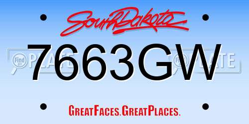 7663GW South Dakota License Plate