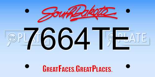 7664TE South Dakota License Plate