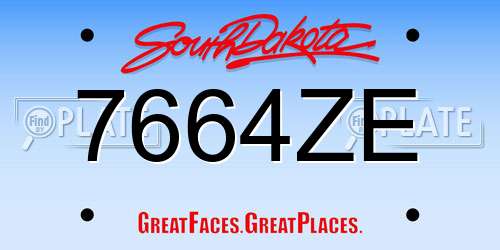 7664ZE South Dakota License Plate