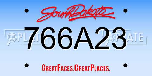 766A23 South Dakota License Plate