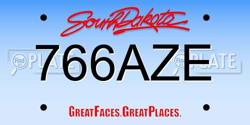 766AZE South Dakota License Plate